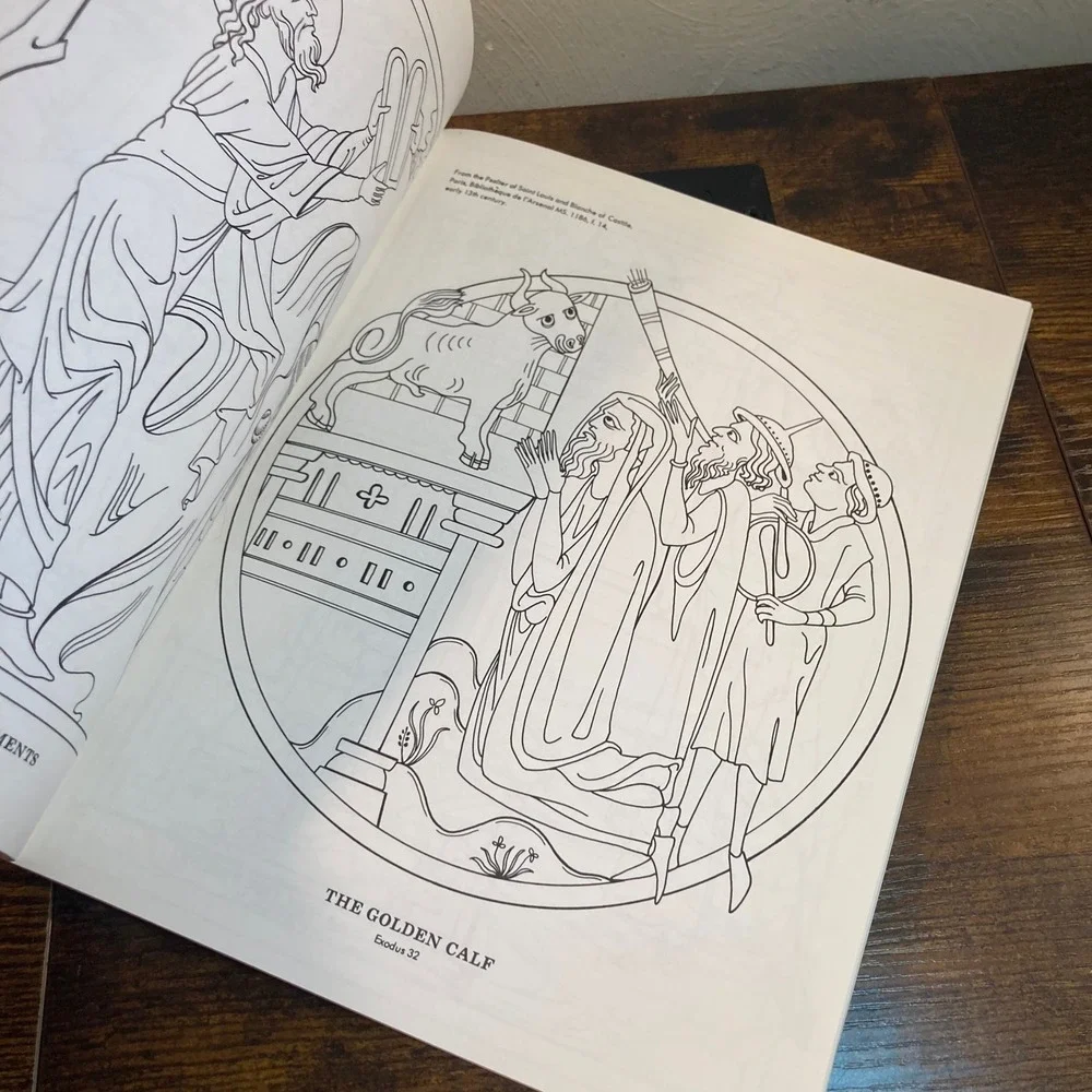 Bible Old Testament Coloring Book 1998 Vintage Medieval Art NEW Bellerophon Book